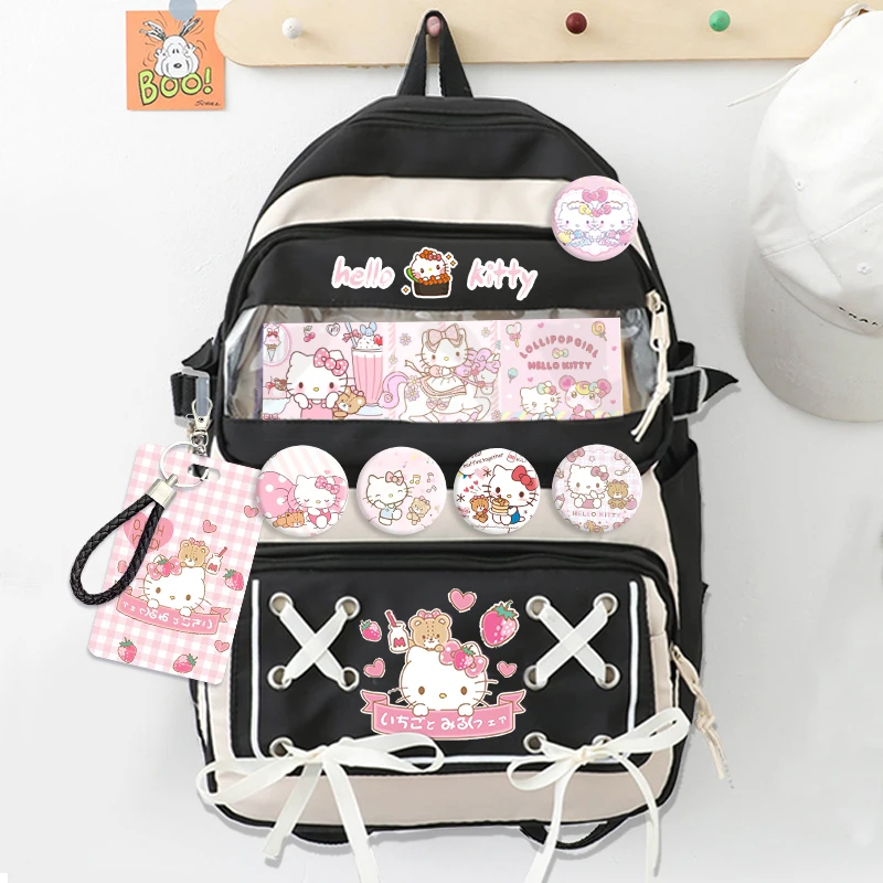 Sanrio Kuromi Hello Kitty Backpack Cinnamoroll My Melody Anime Backpack Student Computer Large Capacity SchoolBag Cute Girl