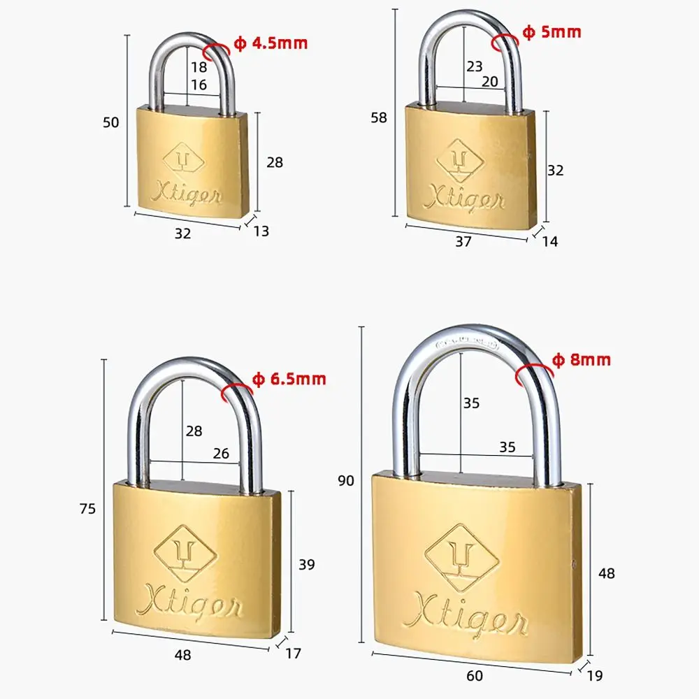 with 3 Keys Brass Padlock Anti-theft Iron Copper Lock Security Tool Home Improvement Student Household Lock for Travel Suitcase #6