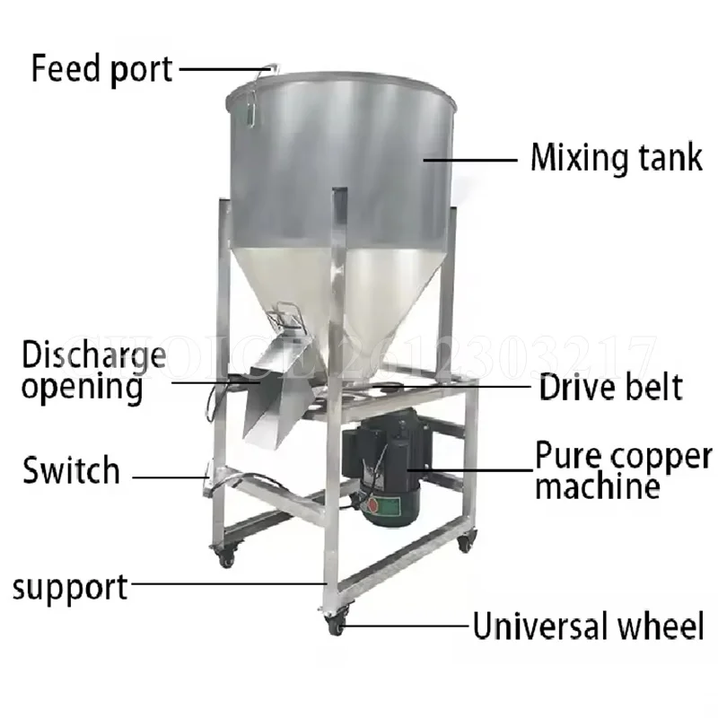 Mixer umpan hewan pertanian Mixer umpan baja tahan karat vertikal mesin pelapis biji jagung Mixer Pellet plastik