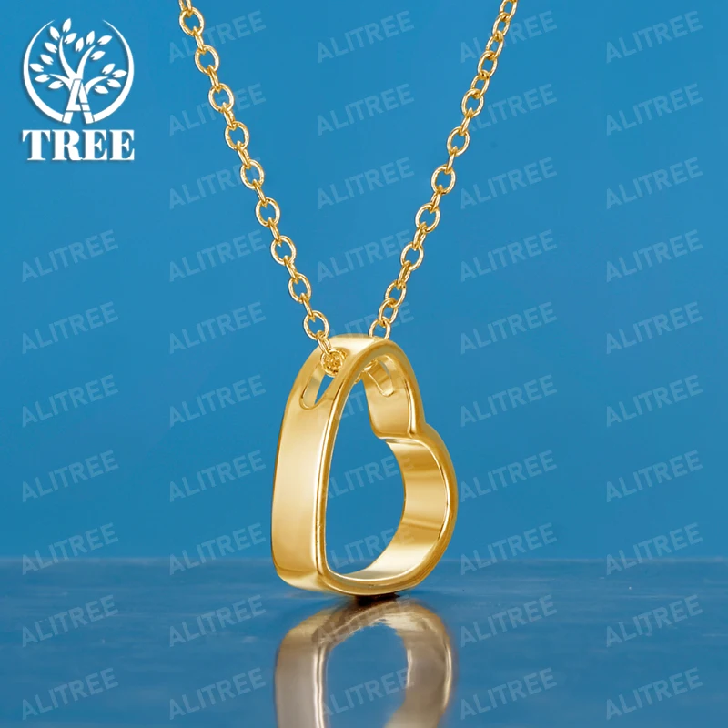 

ALITREE 18K Gold Heart Pendant Necklace For Women necklaces Fashion Party Birthday Wedding Engagement Charm Fine Jewelry Gift