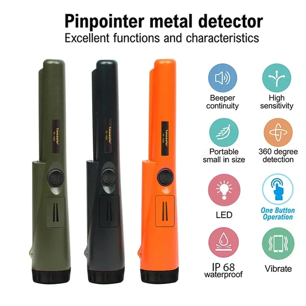 New TC-100 Pinpointing Pointer Metal Detector GP-pointer Gold Target Metal Detector Static Alarm  IP68 Waterproof with Bracelet