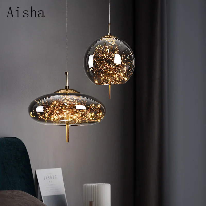 

Modern Gypsophila Glass Pendant Lamp Amber/gray Art Chandelier Dining Room Light Fixtures for Celling Vintage Home Decor