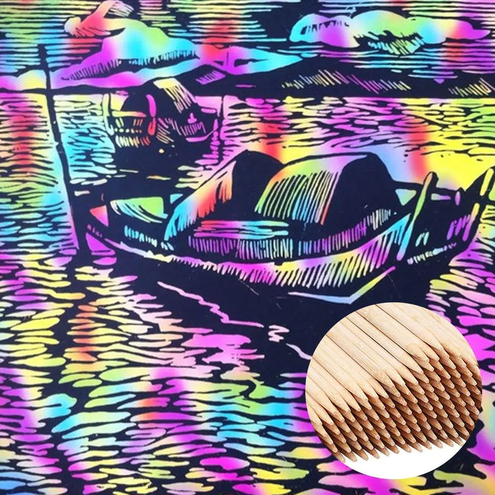 

60 профессиональных бамбуковых стилусов для скрайпинга, гладкие, полированные, безопасные для рисования, скрайпинга, творчества, DIY и детских обучающих проектов