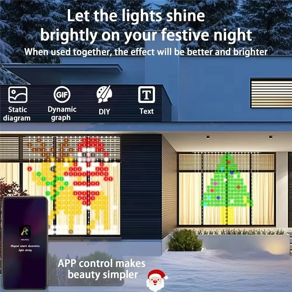 APP Control Curtain Light RGB Music Sync DIY Pattern Design for Living Room Backdrop Wall Remote Timer Brightness Setting