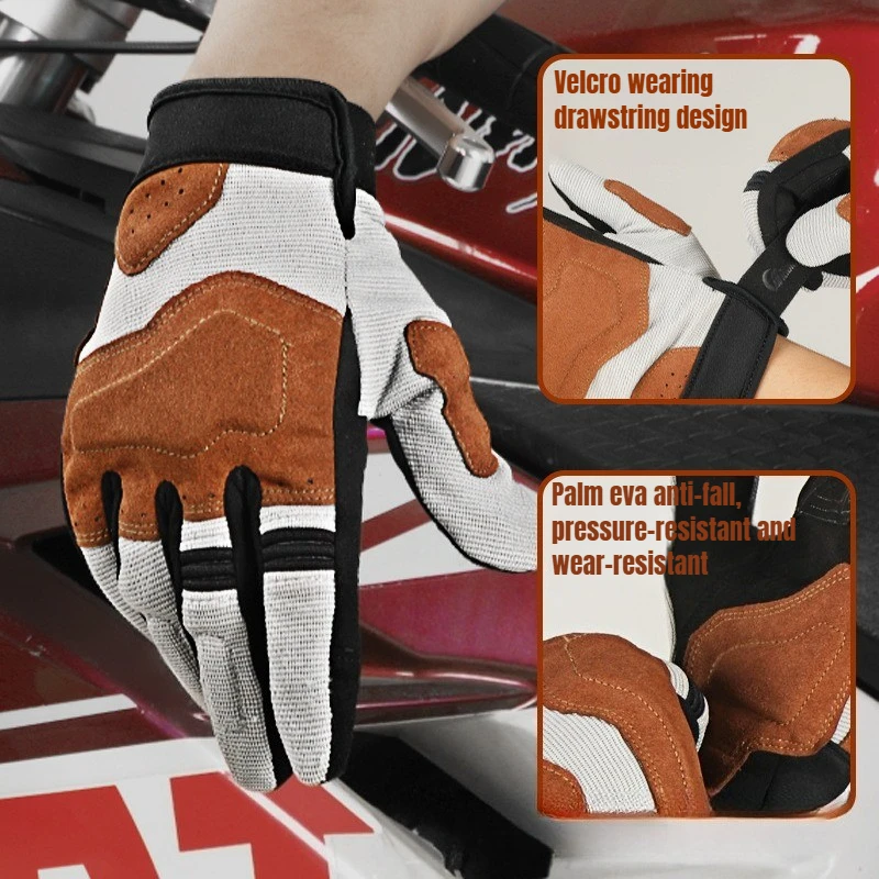 

Retro Motorcycle Riding Gloves Men Summer Gloves Motorcycle Rider Equipment Breathable Anti-fall Riding Gloves Guantes Moto