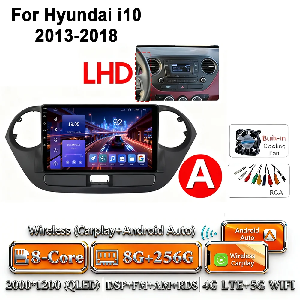 Android 17 2Din Carplay Android Auto 4G WIFI autoradio voor Hyundai I10 2013-2018 GPS DSP BT touchscreen multimediasysteem