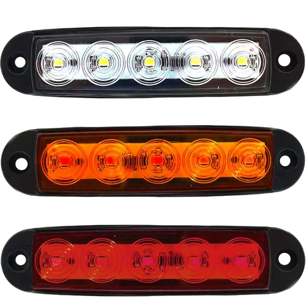 

Светодиодный боковой габаритный фонарь прицепа, 5 светодиодов, боковой габаритный фонарь, белый, янтарный, красный, световой индикатор для автомобиля, грузовика, караванов, грузовиков