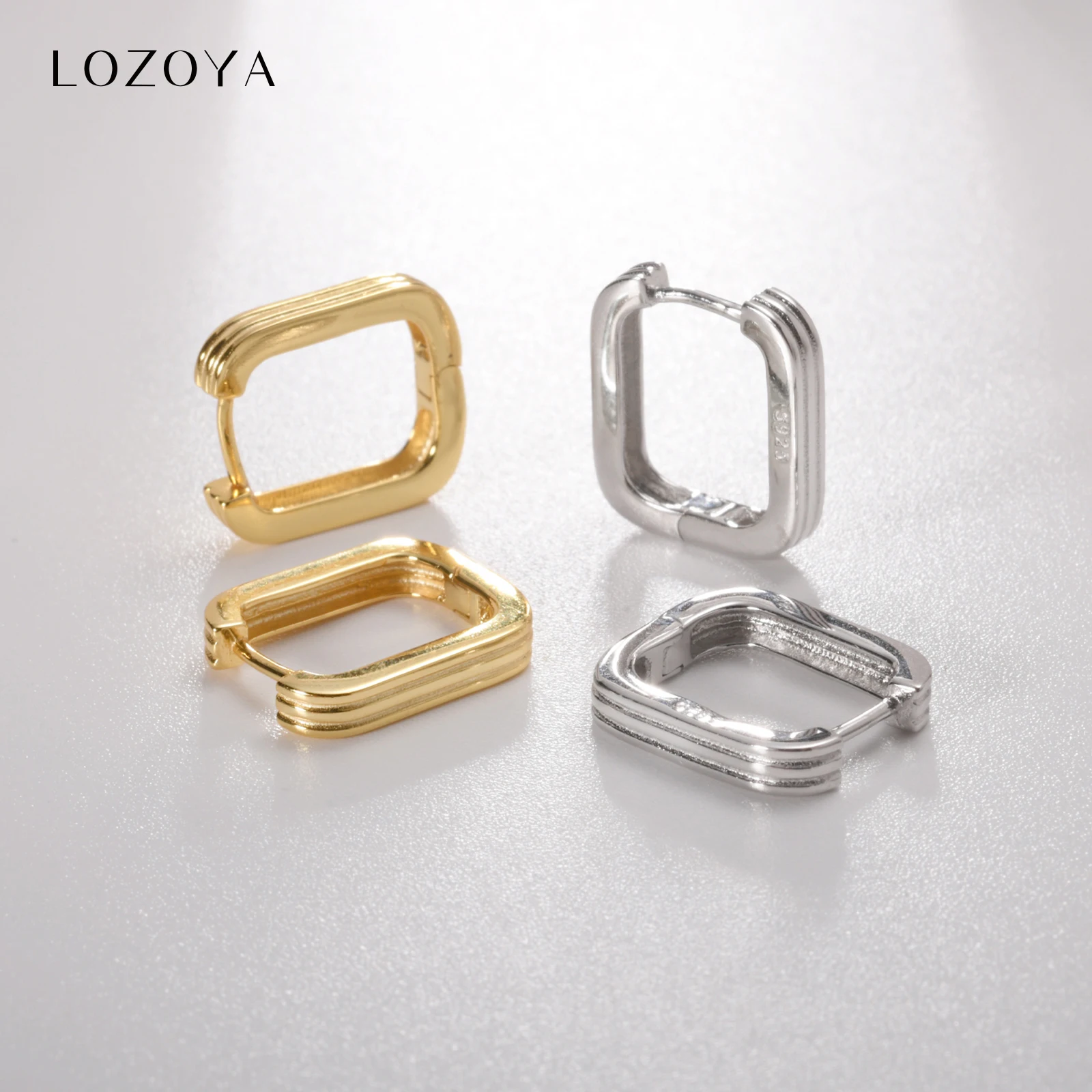 

Серьги-кольца LOZOYA из стерлингового серебра 925 пробы с золотым покрытием, простые квадратные, женские, модные, в стиле рок-панк, 2026, изысканные ювелирные изделия