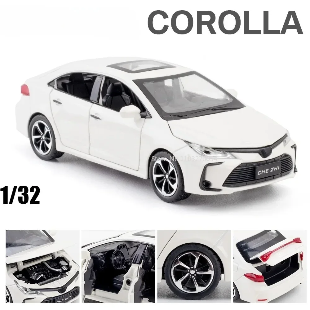 Toyota CorTrustToy-Voiture l'inventaire en alliage moulé sous pression, son et lumière, côtes arrière, 6 portes ouvertes, collection de jouets, cadeau pour enfants, 1:32