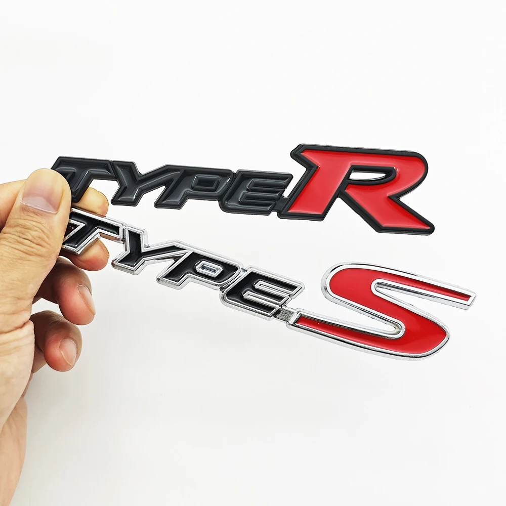 

3D Metal Car Sticker Type-R Type-S Logo Front Grill Emblem Trunk Badge Decals For Honda Civic CRV HRV Accord Fit RS Acceessories