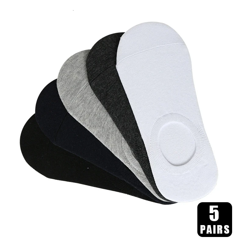 

5 пар хлопковых женских носков, дышащие, удобные, весенне-летние, однотонные, белые, черные, противоскользящие короткие носки-лодочки для мужчин