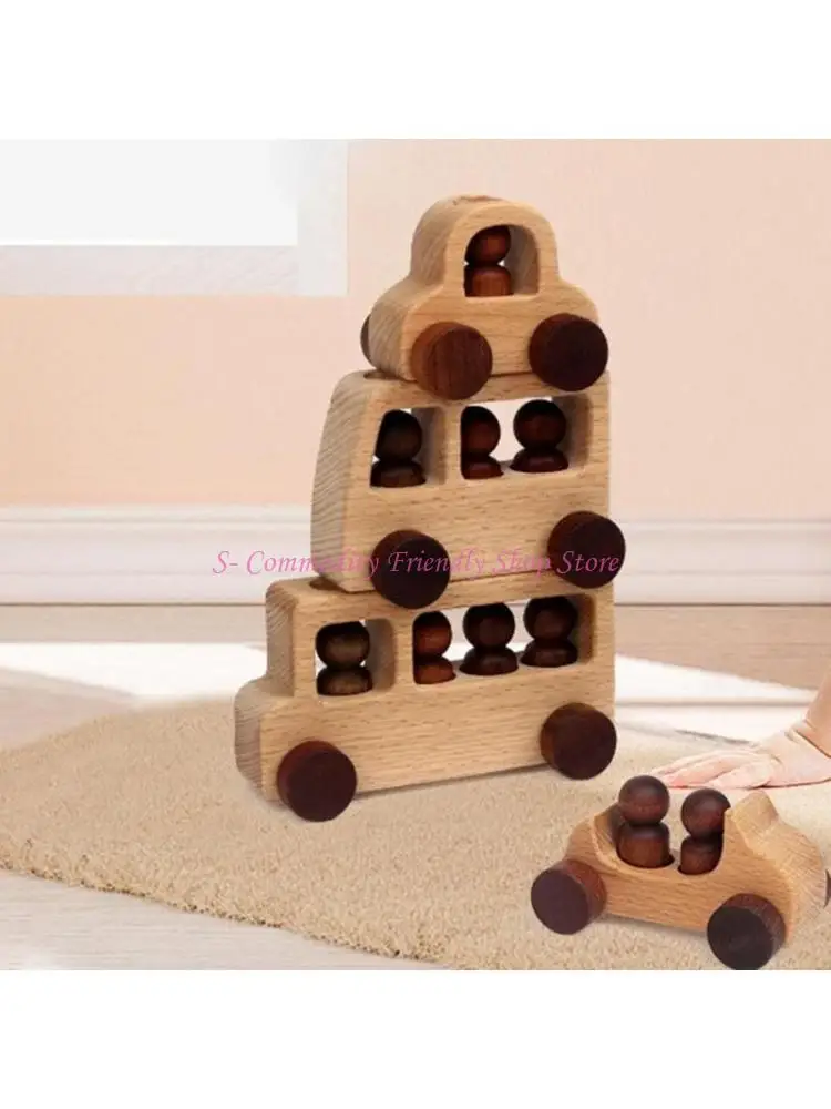 

85AE Kids Educational Car Stack Blocks Building Block Wooden Toy