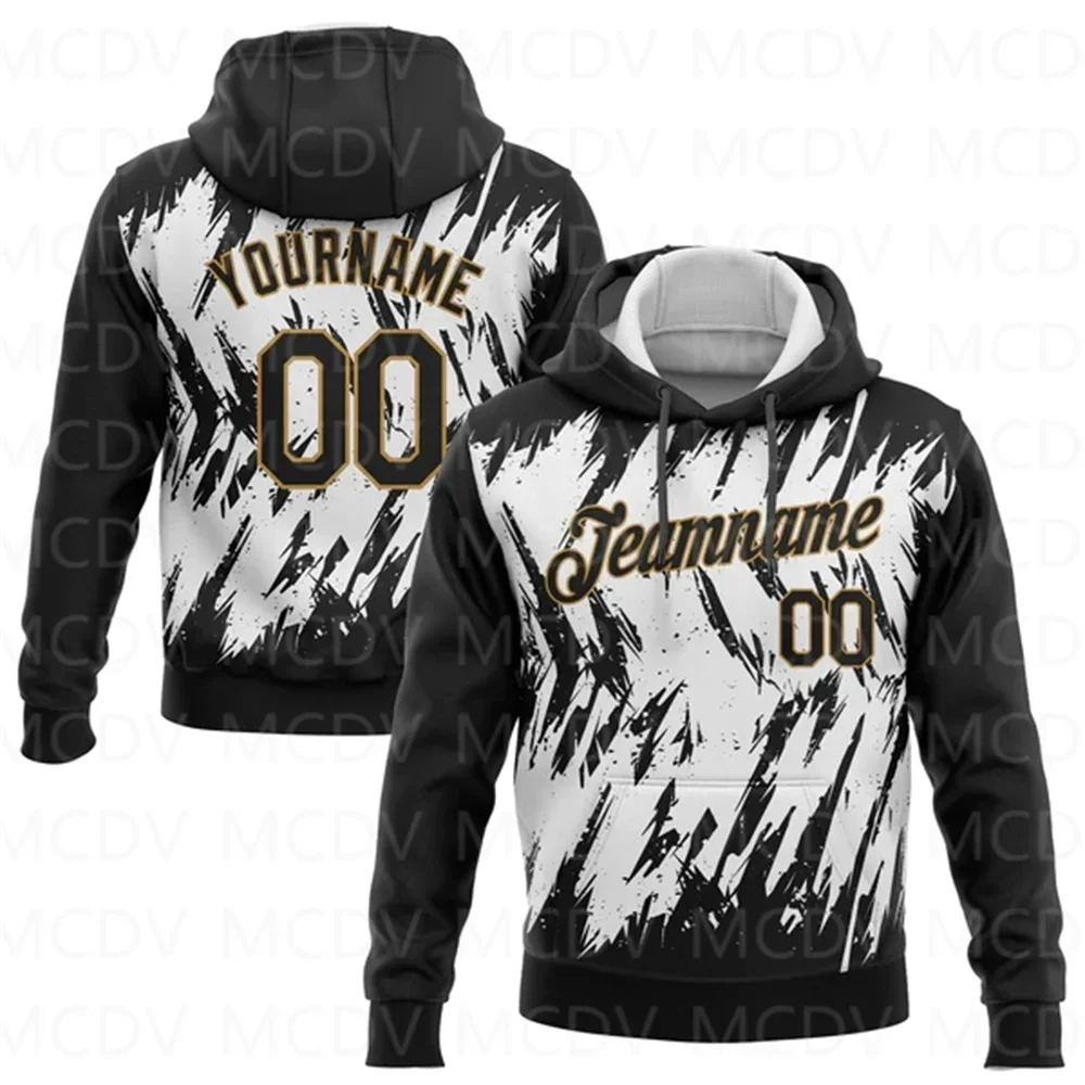 White Black-Old Gold 3D Pattern Design Sports Pullover Sweatshirt Hoodie  3D Printed Hoodies Unisex Casual Street Tracksuit