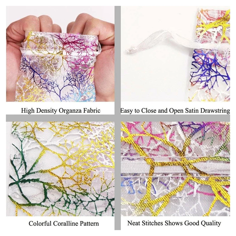 100PCS Sacchetti di organza 13x18CM Gioielli Maglia con coulisse Collana regalo Carte Borse per sacchetti di caramelle campione festa di nozze