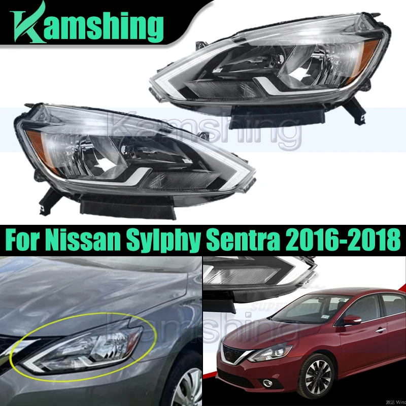 

1pair US Version Front Bumper Headlight For Nissan Sylphy Sentra 2016-2018 Head Light Headlamp Head Lamp