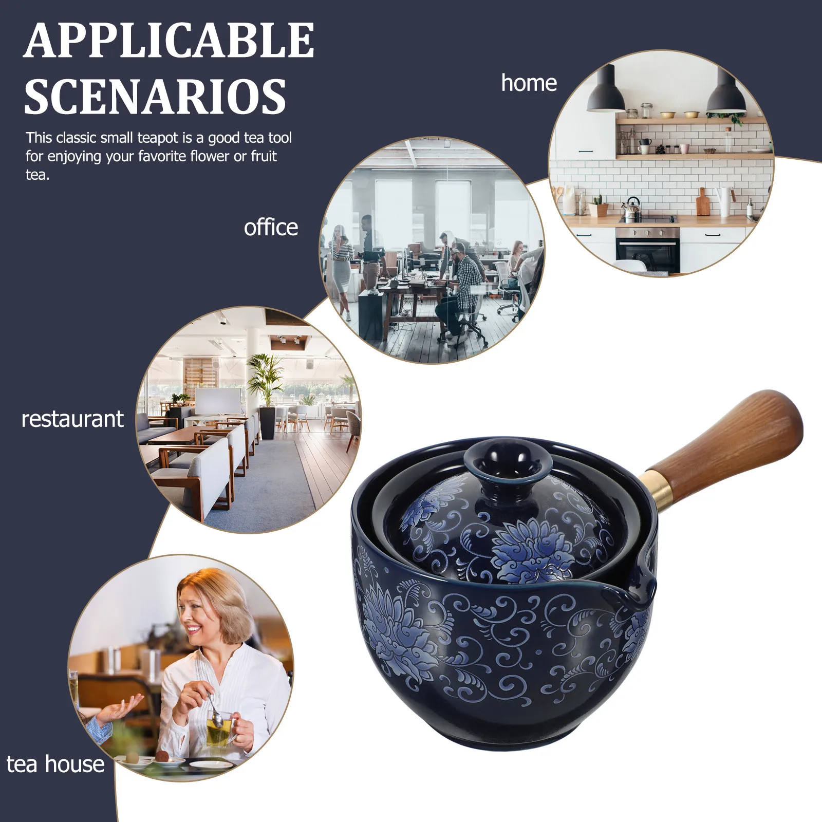 

Rotatable Porcelain Chinese Gongfu Tea Pot Ceramic Side Handle Tea Kettle Loose Leaf Brewing Tool Household Heat Resistant