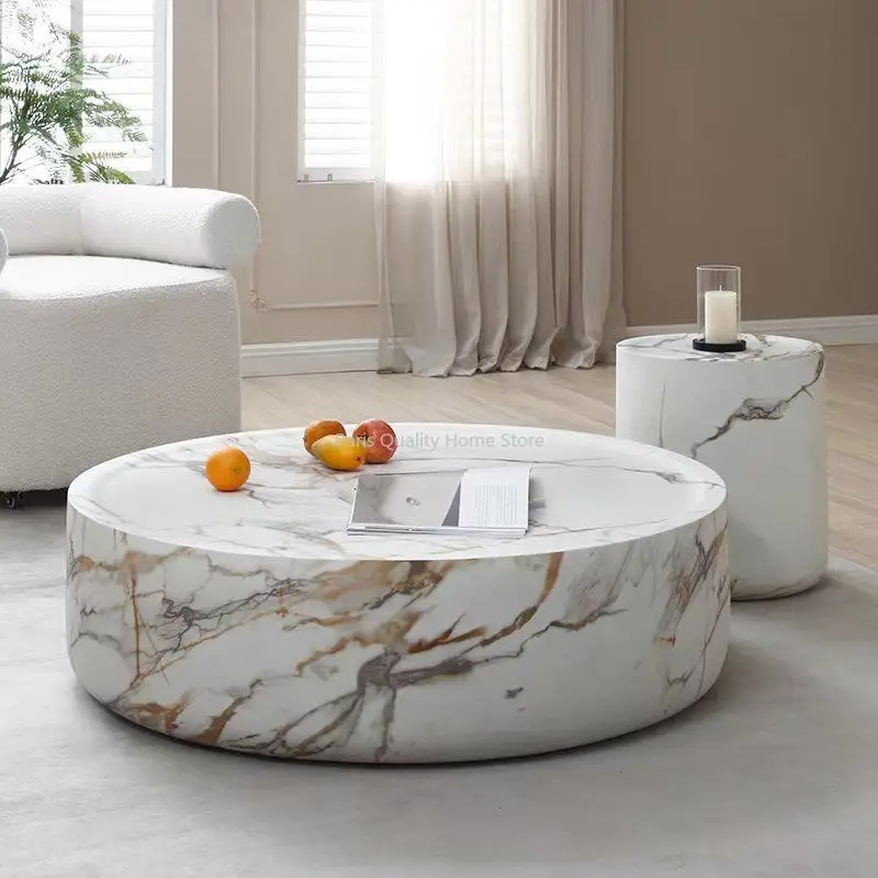 Cave Stone Combination Tea Table Living Room Home Light Luxury Modern Round Creative Net Red Entry Designer Table