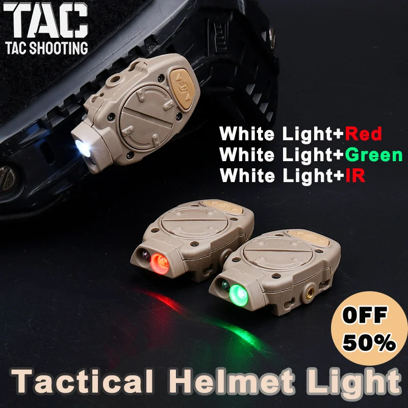 

WADSN Mini Tactica White Red Green IR Signal Fast Helmet Lamp Fit 20mm Rail Outdoor Hunting Scout Helmet Light Accessory