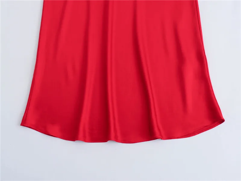 Verão feminino novo sexy ombro inclinado vermelho cetim textura suspender sem mangas streetwear vestido vestidos de noite