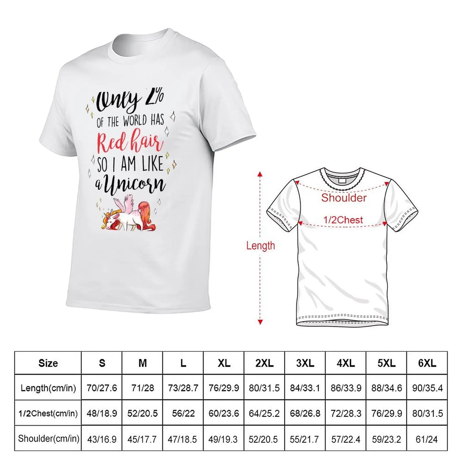 Red Head Unicorn T-Shirt oversize t-shirts man cotton man t-shirts tshirts for men