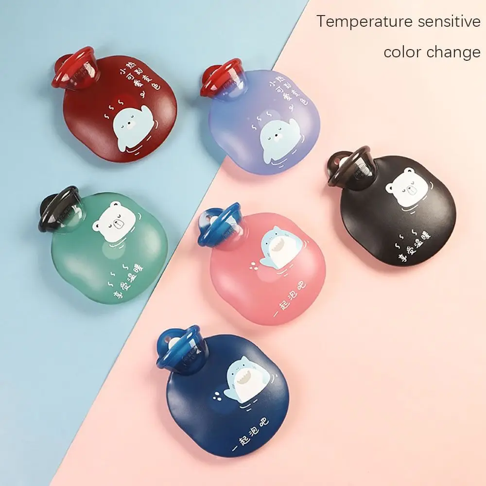 350ML Hot Water Bottles Portable Durable Cartoon Reusable Hot Water Bag Color Change Water Injection