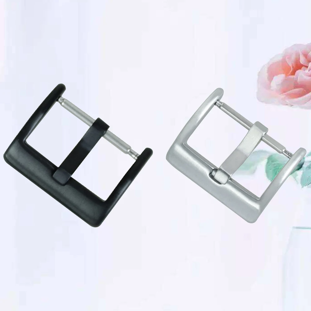 

2Pcs 20Mm Stainless Steel Watchband Buckle Fine Craftsmanship Secure Clasp for Universal Strap Use Silver Black