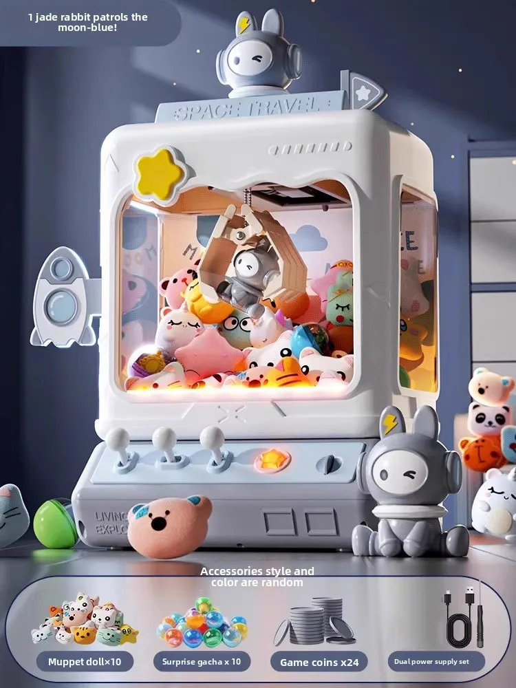 Rabbit Doll Machine Toy for Kids Mini Cartoon Claw Crane Machines with Light Music Children Toy Gifts Home Doll Grasping Machine