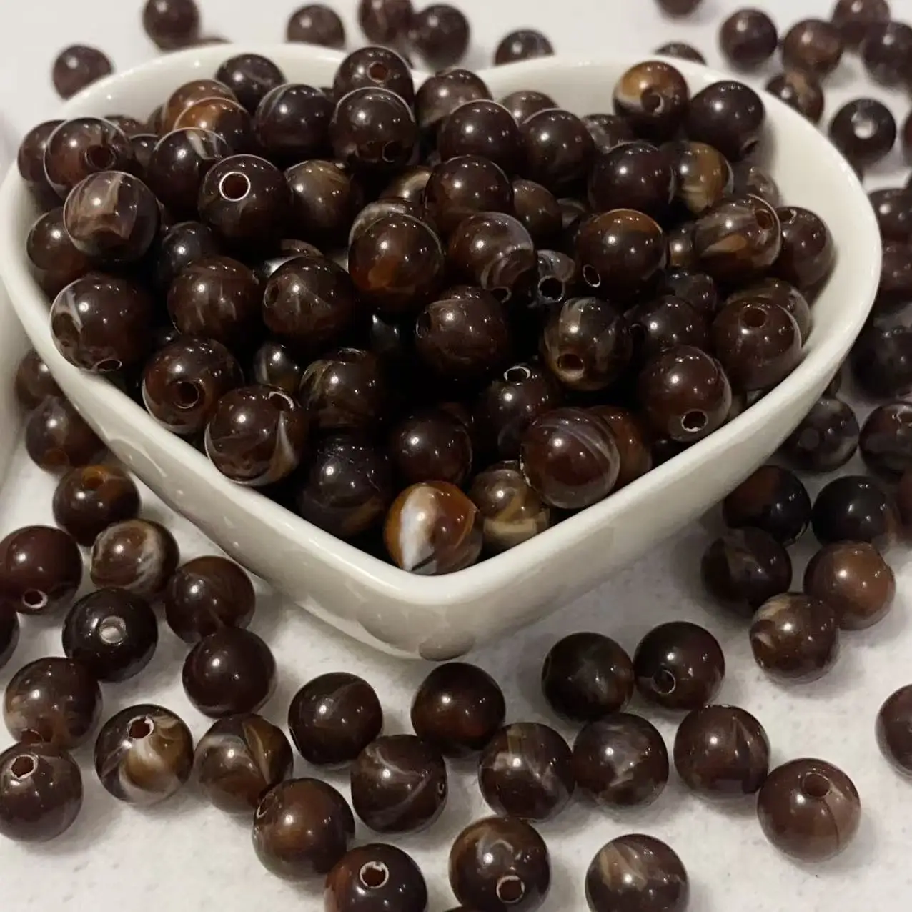 

50 шт. 8 мм, круглые бусины темного кофейного цвета с имитацией агата, ювелирные изделия в стиле ретро, браслет ручной работы, ожерелье, серьги, одежда, ремесло