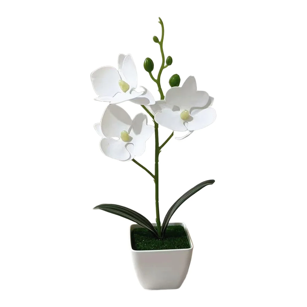 Realistic Plastic Orchid Flowers Potted for Wedding Centerpieces Photography Props Living Room Desktop Decoration
