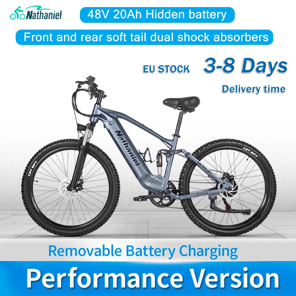 Nathaniel SYR03 Electric Bike 27.5' 1000W Adult Electric Assisted Bike 48V 20Ah Large Capacity Detachable Lithium Batteries Ebik