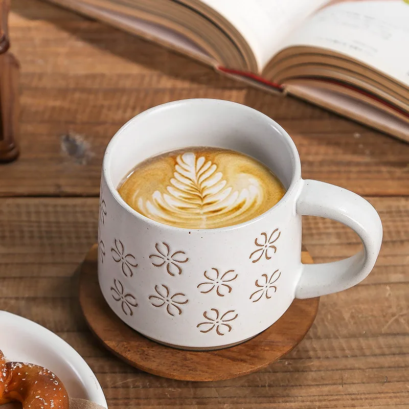 Ceramic Coffee Mug Vintage Japanese Breakfast Water Cup Household Office Table Drinkware Multi‑Purpose Mug For Daily Dining Use