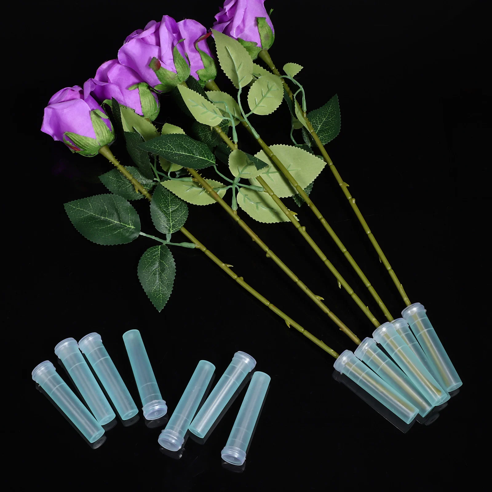 100 Pcs Flower Water Tubes Orchid Plastic Bottles with Cap Arrangement Floral Test