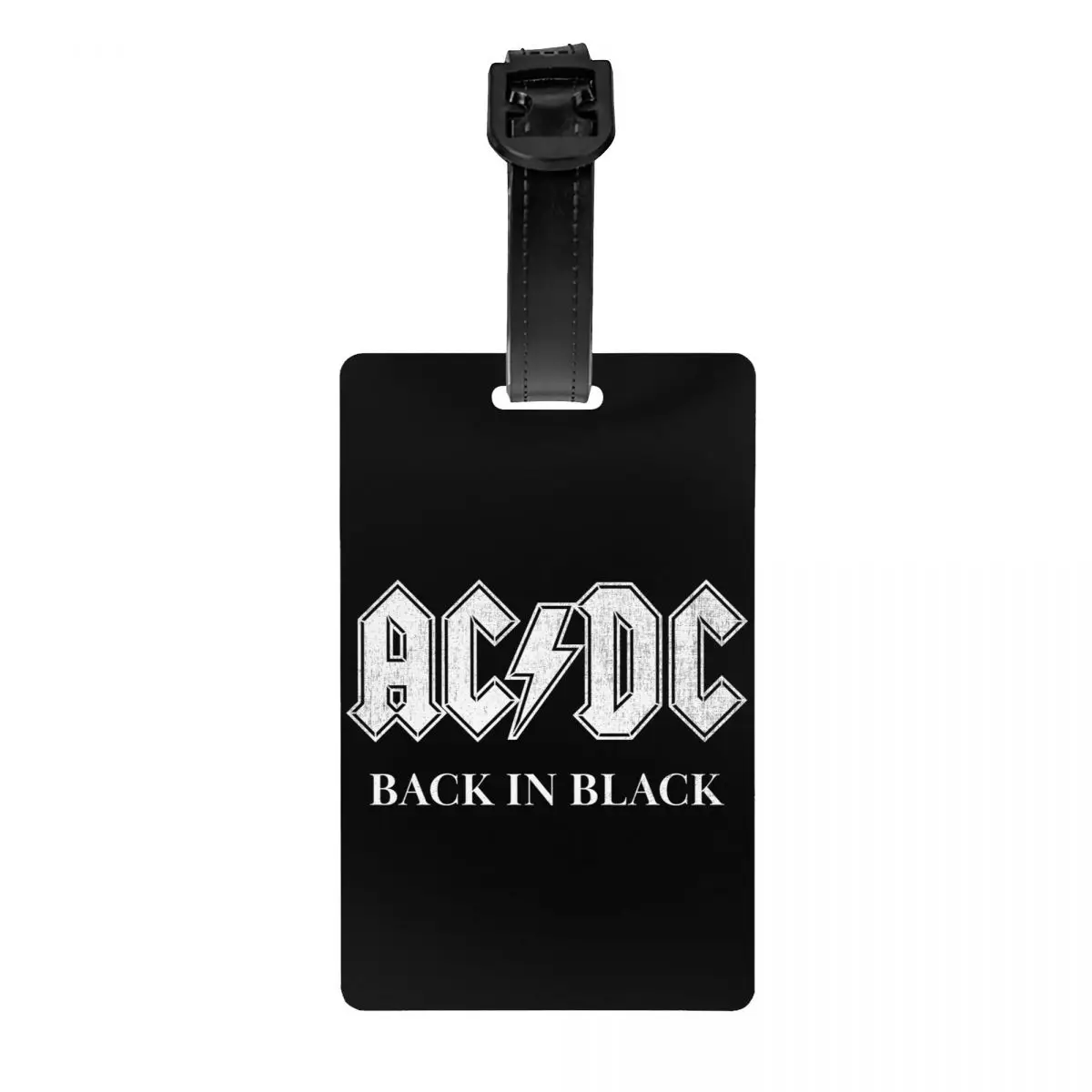 AC DC Black In Black Luggage Tag Heavy Metal Rock Travel Bag Suitcase Privacy Cover ID Label