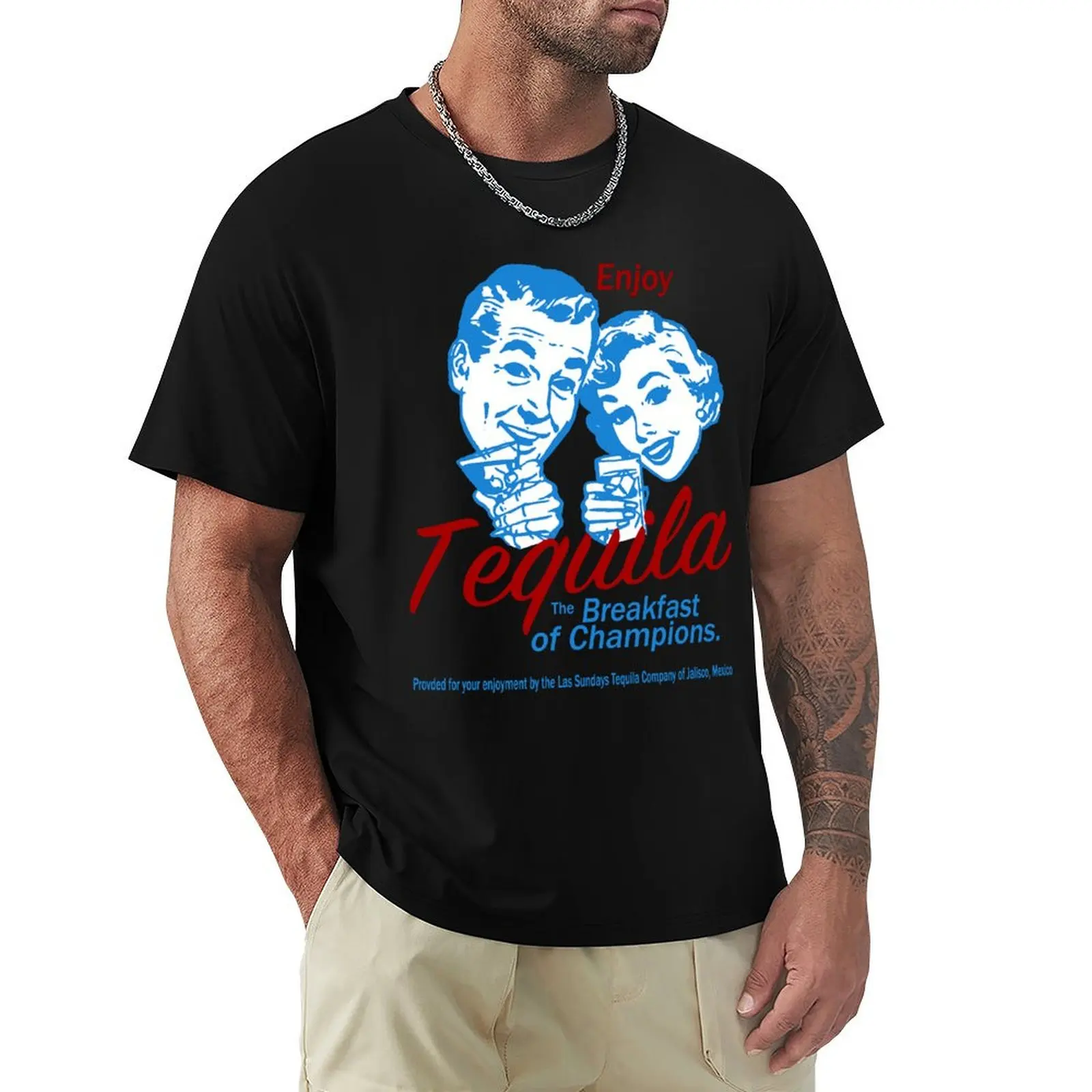 Enjoy Tequila The Breakfast Of Champions T-Shirt Casual Daily Wear Short Sleeve Top