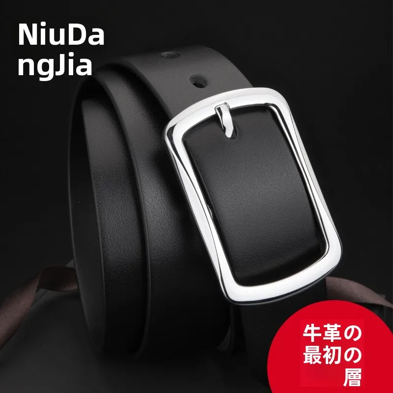 genuine-top-layer-cowhide-belt-men's-narrow-style-buckle-casual-leather-belt-for-youth-and-middle-aged-people