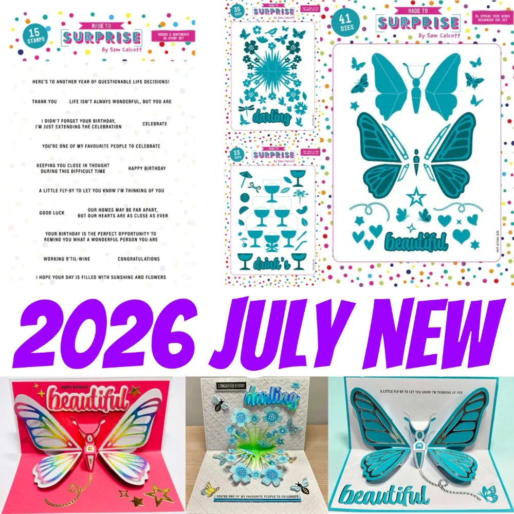 2026 New Butterfly Calcott Set of Metal Cut Dies and Stamps for DIY Scrapbooking Photo Album Embossing Decorative Paper Cards