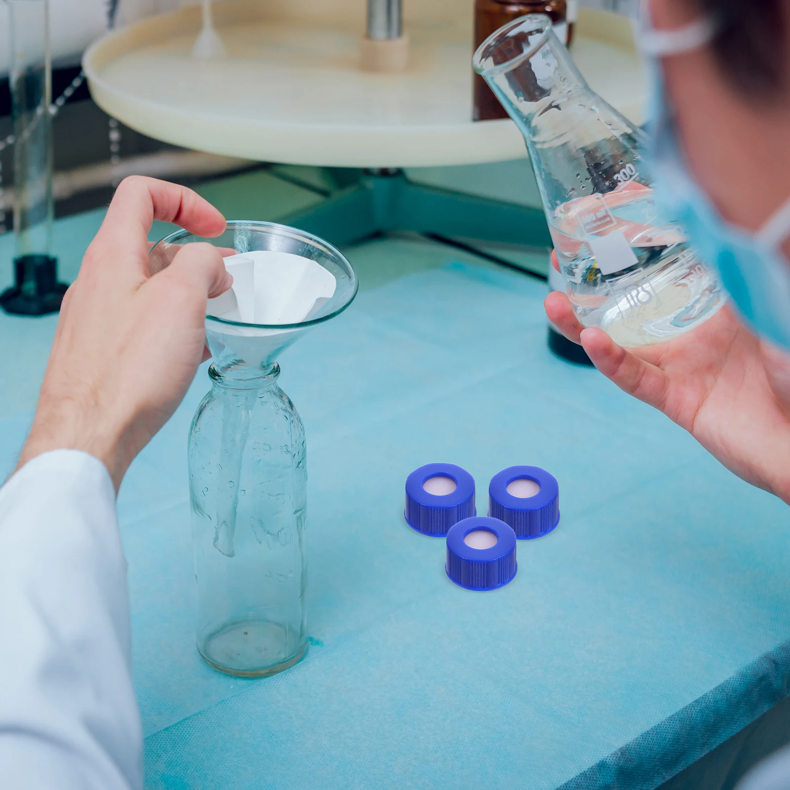 

50pcs Headspace Caps Injection Bottles High Temperature Sealing Performance Sample Vial Screw Cap Autosampler Bottle Tops