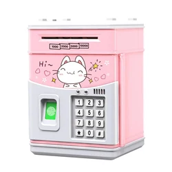 Electronic Piggy Bank MINI ATM Saving Box with Password Simulated Fingerprint Money Bank for Cash Coins Auto Scroll Paper