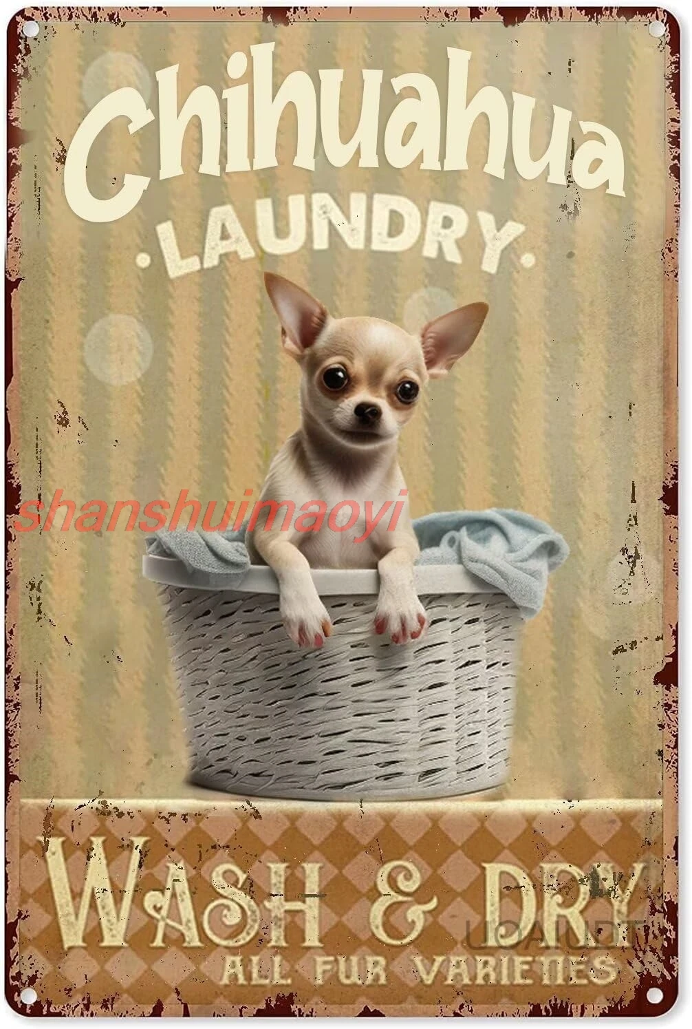 Cartel de chapa Vintage para lavandería de Chihuahua, lavado y secado, todas las variedades de piel, póster de Metal para lavandería, placa Retro, decoración de pared, regalo, TODO