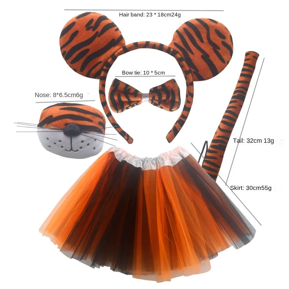 Ensemble de jupe de sauna avec oreilles de tigre pour filles, arc en antarctique T64., accessoires de fête, costume d'anniversaire et d'Halloween, cosplay d'animaux