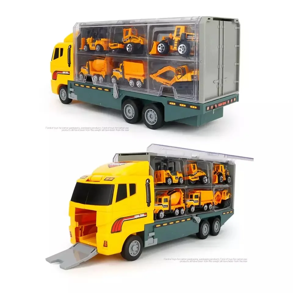 Big Construction Trucks Set Mini Alloy Diecast Car Model 1:64 Scale Toys Vehicles Carrier Truck Engineering Car Toys For Kids