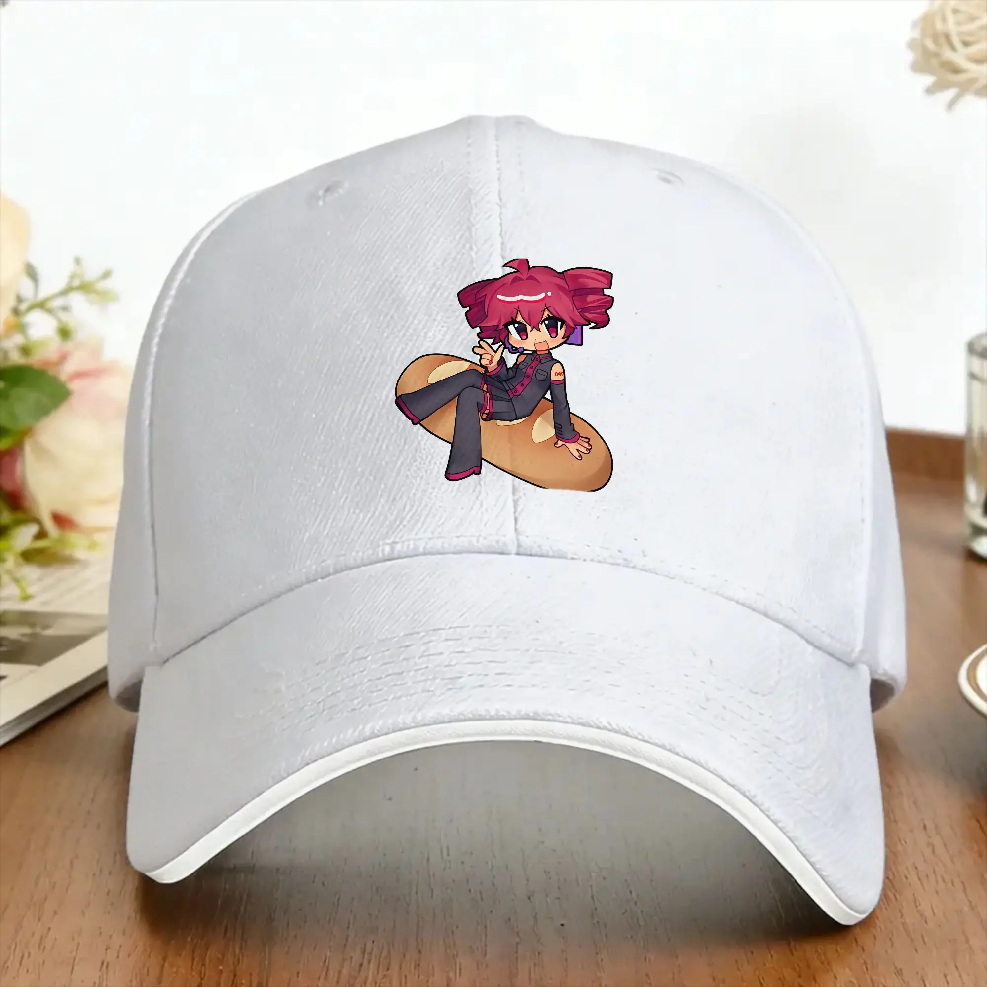 Kasane Teto V Sign On Bread Chibi Art Casual Baseball Cap  Outdoor Gym Trucker Hat Spring Sun Baseball Caps