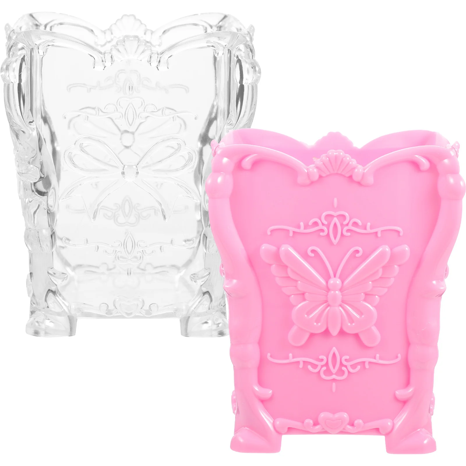 

2Pcs Makeup Brush Storage Holder Clear Acrylic Brush Organizer Cup for Makeup Brushes Pens Lipstick Organizer Desktop Pen