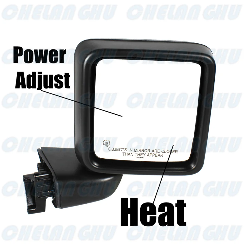 Right Side 5 Pins Satin Black Heated Power Adjust Reversing Mirror Assembly For Jeep Wrangler J1 2018 2019 2020 2021