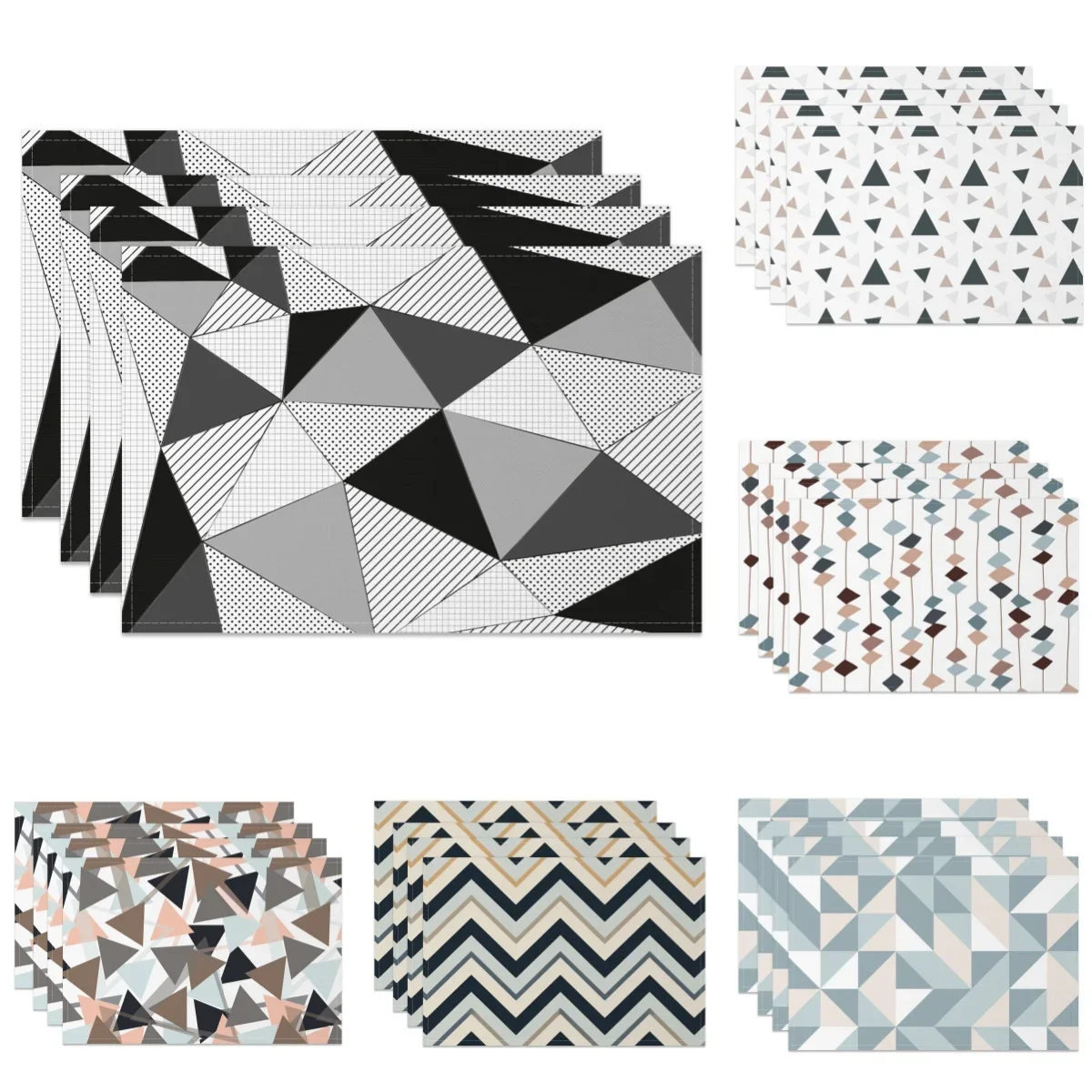 

1PC Black White Geometric Printed Kitchen Placemat Dining Table Mat Heat Resistant Linen Table Pads Tableware Home Decoration