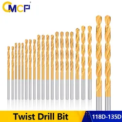 CMCP 1-10.5mm Titanium Coated HSS Metal Drills Electric Twist Drill Bit HSS Gun Drilling For Metal Woodworking Tools Hole Cutter