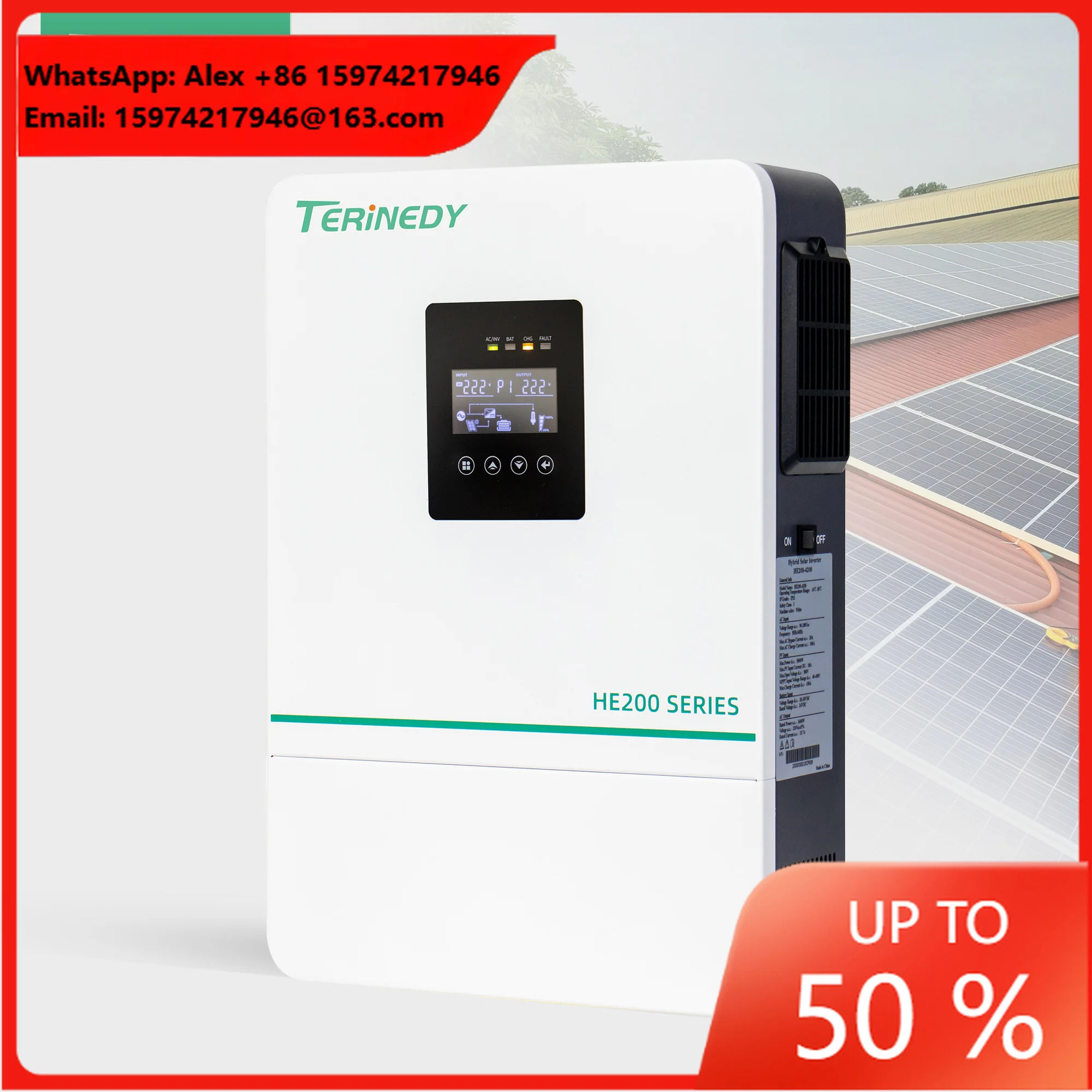 48V 6.2KW 6200W Single Phase Pure Sine Wave Hybrid Solar Inverter 220/230V Built-in 100A MPPT On/Off Grid Solar Hybrid Inverter