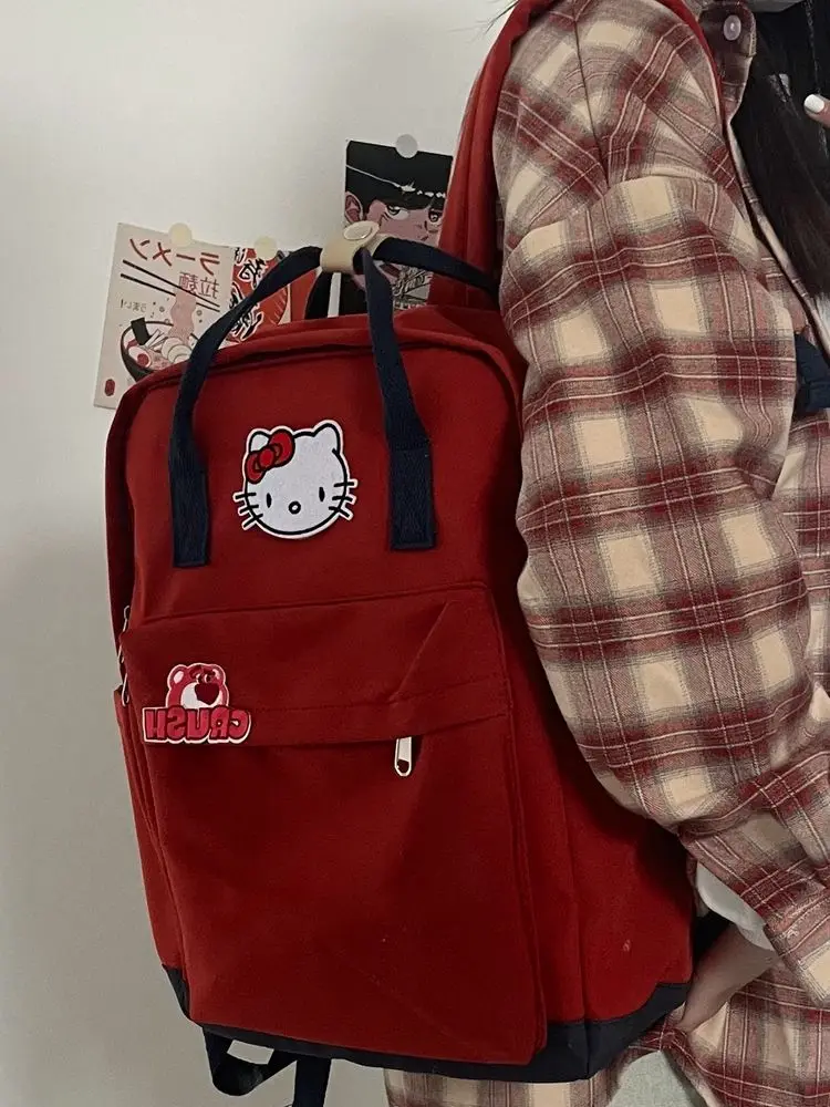 Sanrio-mochila escolar Y2K para estudiantes, mochila portátil de Hello Kitty para estudiantes universitarios