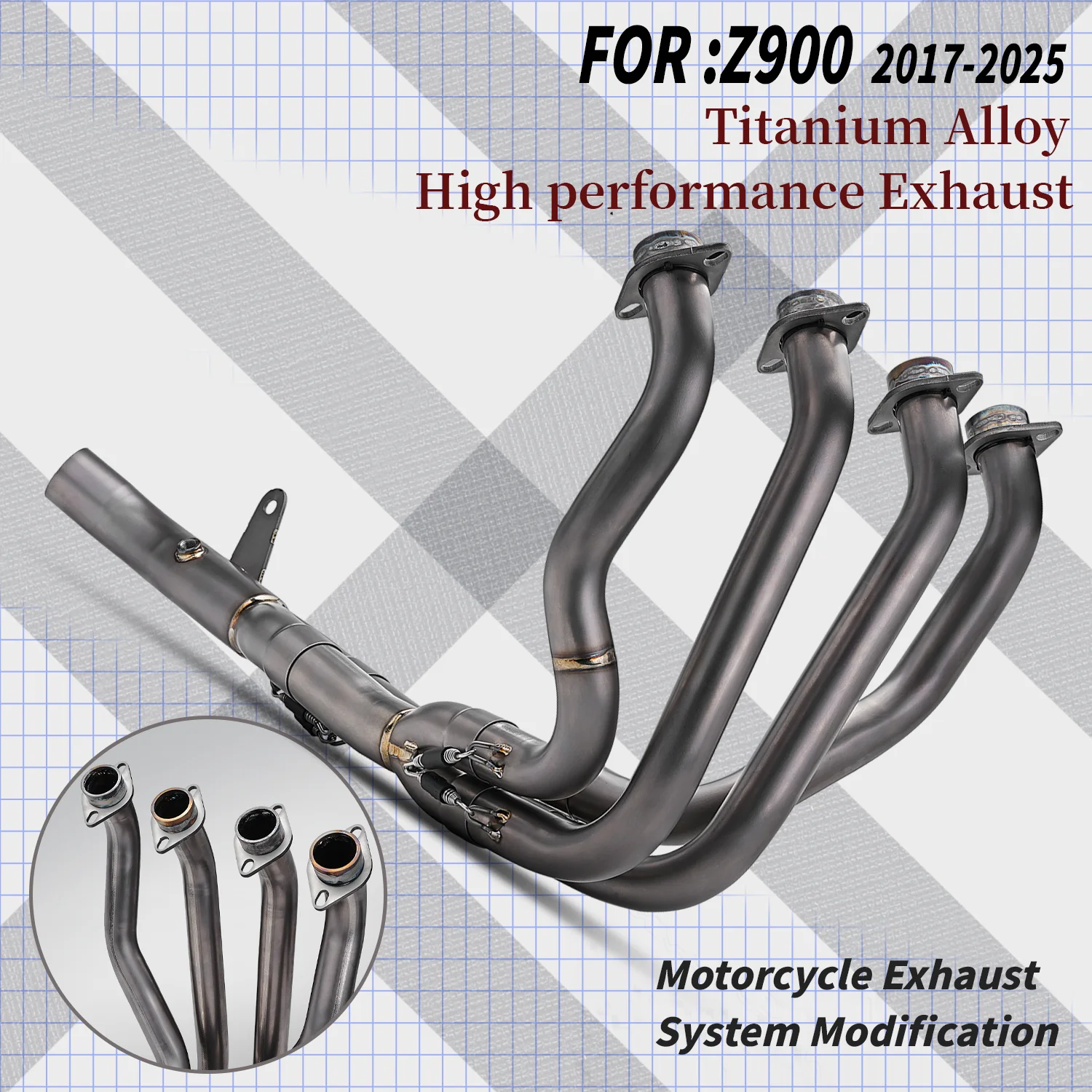 

AB For ninja Z900 Z 900 2017-2025 Motorcycle Exhaust Titanium Alloy Escape Front Slip On Link Pipe Connect Original Muffler