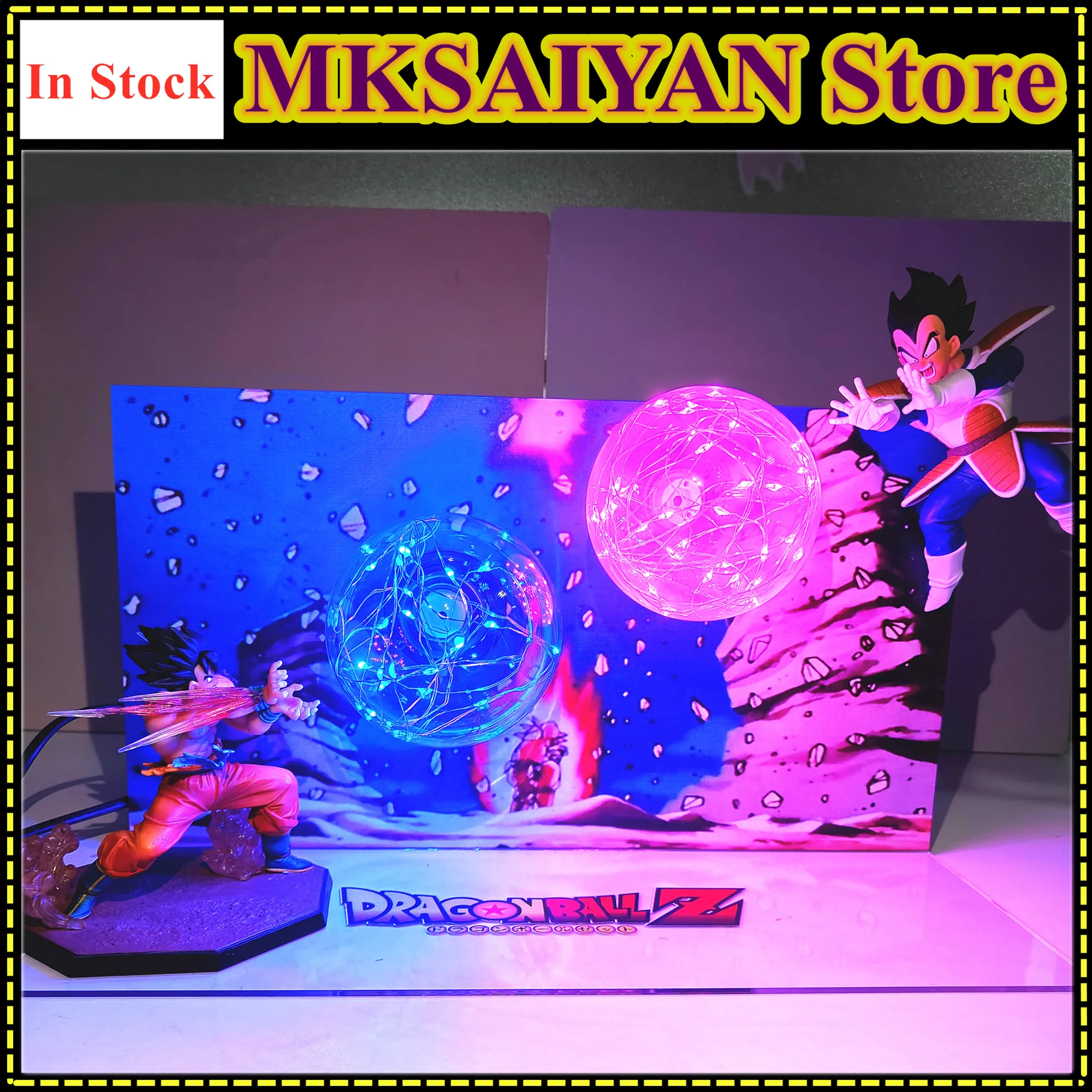 

Dragon Ball Z Anime Figure Vegeta Kaiouken Son GOKU DIY Atmosphere Light Action Figurine Toys PVC Model Collection Gift